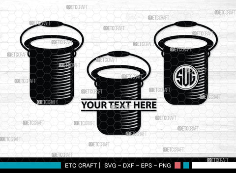 Paint Bucket Monogram, Paint Bucket Silhouette, Painter Svg, Painting Svg, Construction Svg, Paint Can Svg, SB00081 SVG ETC Craft 