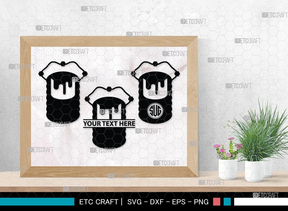 Paint Bucket Monogram, Paint Bucket Silhouette, Painter Svg, Painting ...