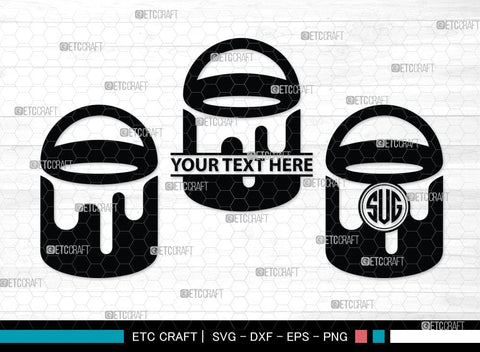 Paint Bucket Monogram, Paint Bucket Silhouette, Painter Svg, Painting Svg, Construction Svg, Paint Can Svg, SB00081 SVG ETC Craft 