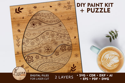 Paint KIT DIY Laser Cut Files EASTER Design, Kids Puzzle SVG LaserCutano 