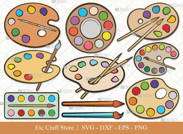 Paint Palette Clipart SVG Cut File | Paint Svg | Palette Svg | Paintbrush Svg | Brush Paint Svg | Drawing Svg | Painting Svg | Paint Palette Svg Bundle SVG ETC Craft 