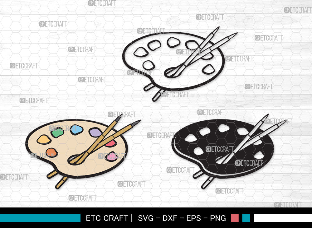 Paint Palette Clipart SVG, Paint Svg, Palette Svg, Paintbrush Svg ...