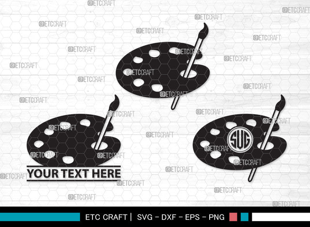 Paint Palette Monogram SVG, Paint Svg, Palette Svg, Paintbrush Svg, Brush Paint Svg, Drawing Svg, Painting Svg, Paint Palette Monogram SVG ETC Craft 