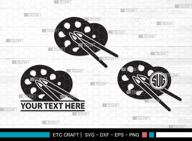 Paint Palette Monogram SVG, Paint Svg, Palette Svg, Paintbrush Svg, Brush Paint Svg, Drawing Svg, Painting Svg, Paint Palette Monogram SVG ETC Craft 