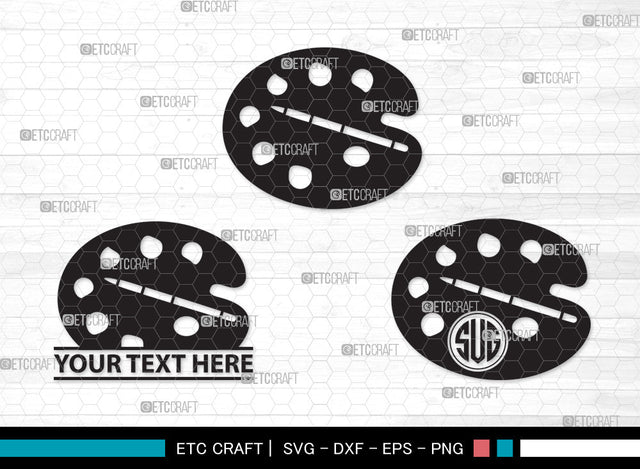 Paint Palette Monogram SVG, Paint Svg, Palette Svg, Paintbrush Svg, Brush Paint Svg, Drawing Svg, Painting Svg, Paint Palette Monogram SVG ETC Craft 