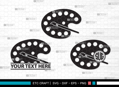 Paint Palette Monogram SVG, Paint Svg, Palette Svg, Paintbrush Svg, Brush Paint Svg, Drawing Svg, Painting Svg, Paint Palette Monogram SVG ETC Craft 