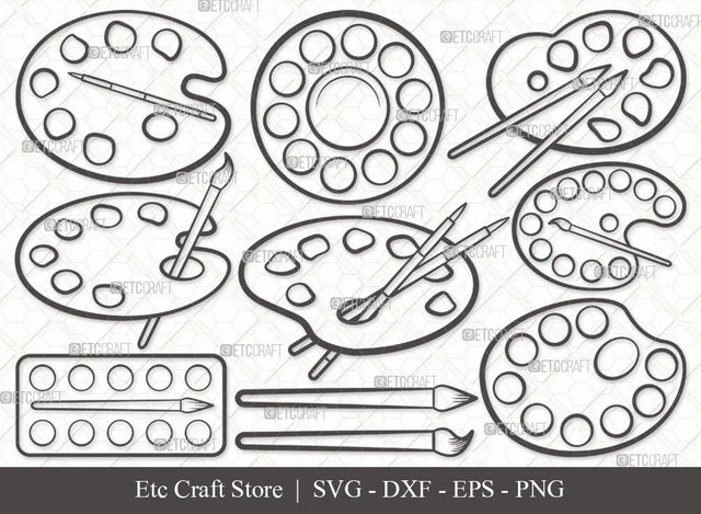 Paint Palette Outline SVG Cut File | Paint Svg | Palette Svg | Paintbrush Svg | Brush Paint Svg | Drawing Svg | Painting Svg | Paint Palette Svg Bundle SVG ETC Craft 