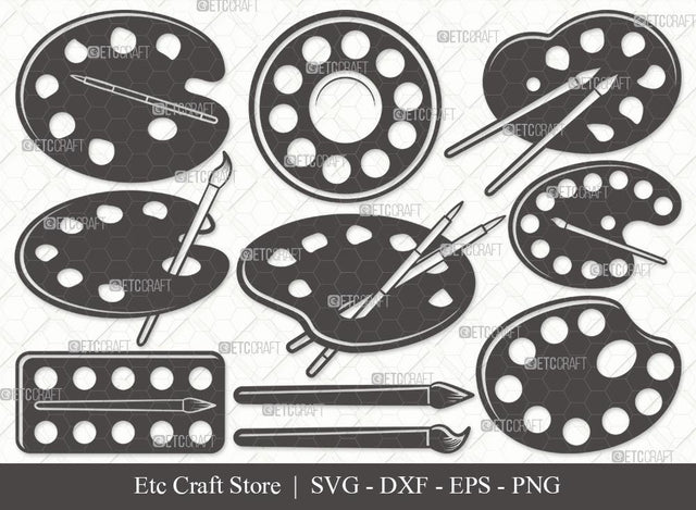 Paint Palette Silhouette SVG Cut File | Paint Svg | Palette Svg | Paintbrush Svg | Brush Paint Svg | Drawing Svg | Painting Svg | Paint Palette Svg Bundle SVG ETC Craft 