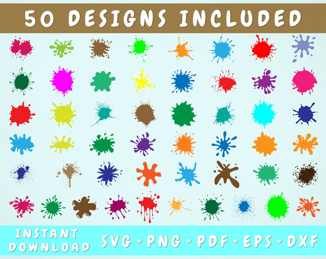 Paint Splashes SVG Bundle - 50 Designs SVG HappyDesignStudio 