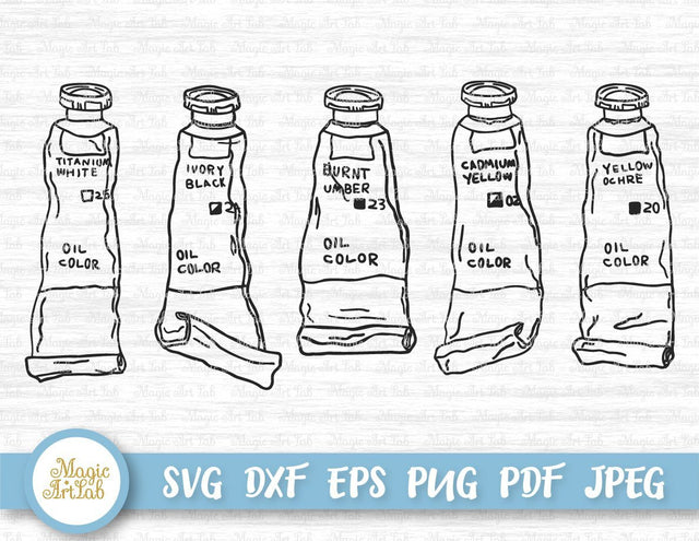 Paint tubes cut file SVG MagicArtLab 
