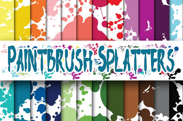 Paintbrush Splatters Digital Papers Sublimation Old Market 
