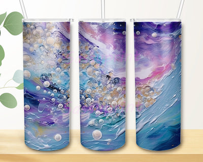 Painted Ocean 20oz Skinny Tumbler Png, Painted Ocean Waves Png, Ocean Waves Painted Abstract Png, Blue, Ocean, Water, Waves, Sea, Tumbler Wrap Sublimation sassyprint 