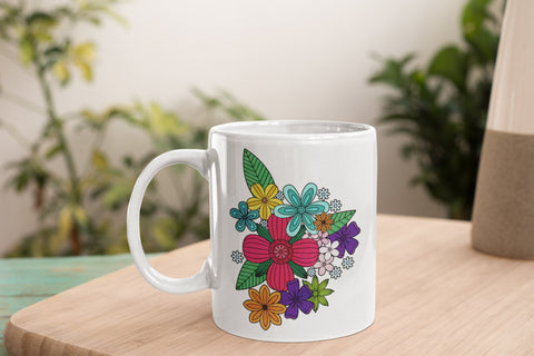 Painted Zen Doodle Floral Bouquet PNG Sublimation Angel on Empire 
