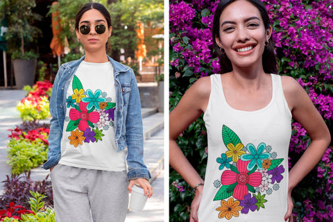 Painted Zen Doodle Floral Bouquet PNG Sublimation Angel on Empire 