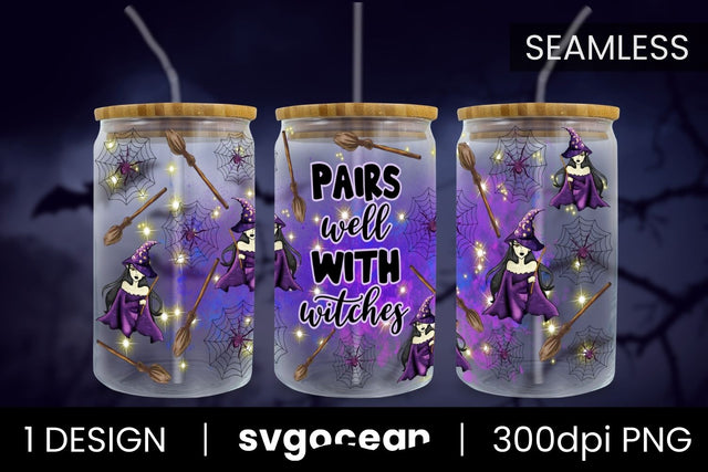 Pairs Well With Witches Can Glass PNG Sublimation SvgOcean 
