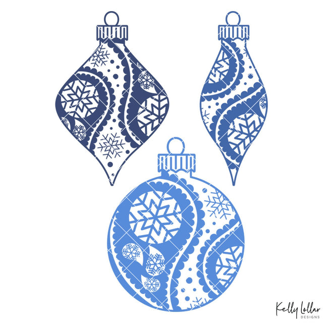 Paisley Christmas Ornaments SVG Kelly Lollar Designs 
