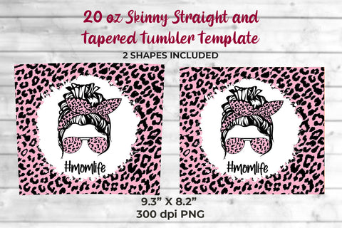 Pale Lilac Leopard momlife 20 oz Skinny Tumbler Wrap Sublimation Design Sublimation Sublimatiz Designs 