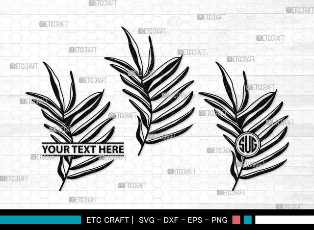 Palm Leaves Monogram SVG | Palm Leaf Svg | Tropical Leaves SVG | Monstera Leaf Svg | Plants Svg | Palm Leaves Clipart SVG ETC Craft 