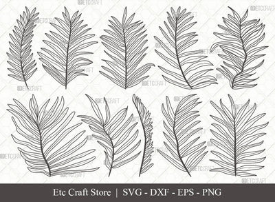 Palm Leaves Outline SVG Cut File | Palm Leaf Svg | Monstera Leaf Svg | Plants Svg | Palm Tree Leaves Bundle | Tropical Leaves SVG | Eps | Dxf | Png | SVG ETC Craft 