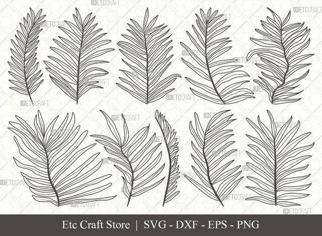 Palm Leaves Outline SVG Cut File | Palm Leaf Svg | Monstera Leaf Svg | Plants Svg | Palm Tree Leaves Bundle | Tropical Leaves SVG | Eps | Dxf | Png | SVG ETC Craft 