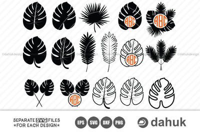 Palm leaves svg, Tropical Palm Leaves, tropical leaves, Palm Leaves Clipart, Cut file, for silhouette, cricut design space SVG dahukdesign 