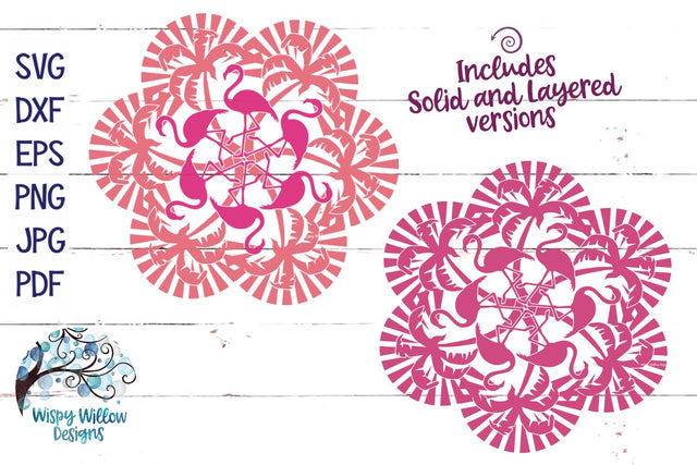 Palm Tree and Flamingo Mandala SVG SVG Wispy Willow Designs 