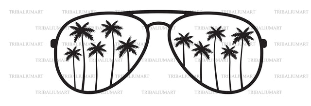 Palm Tree Aviator Sunglasses SVG TribaliumArtSF 