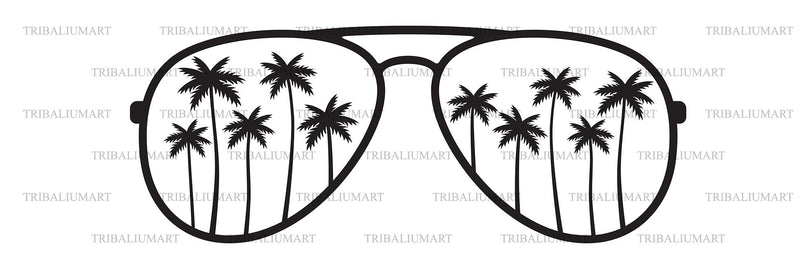 Palm Tree Aviator Sunglasses. Cut files for Cricut. Clip Art silhouette ...