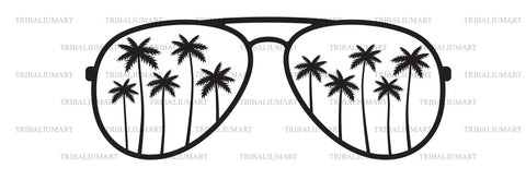 Palm Tree Aviator Sunglasses SVG TribaliumArtSF 