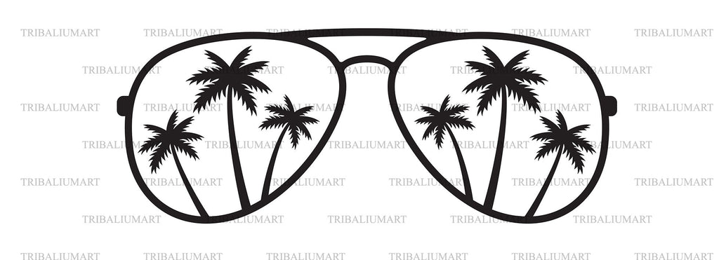 Palm Tree Aviator Sunglasses. Cut files for Cricut. Clip Art silhouette ...