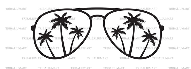 Palm Tree Aviator Sunglasses SVG TribaliumArtSF 