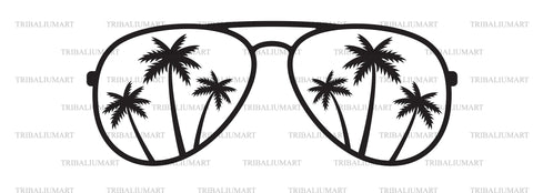 Palm Tree Aviator Sunglasses SVG TribaliumArtSF 