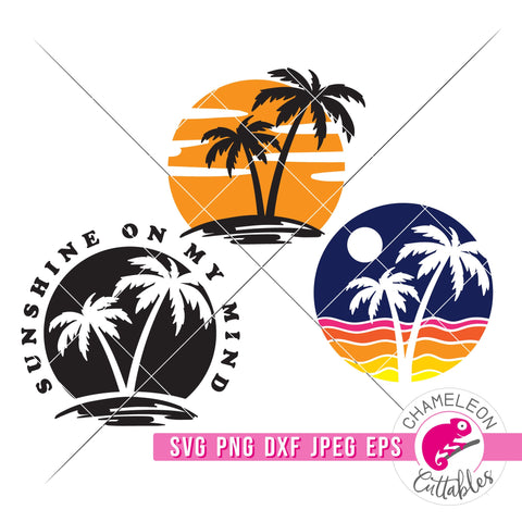 Palm Tree Beach Bundle svg png dxf eps jpeg SVG Chameleon Cuttables 