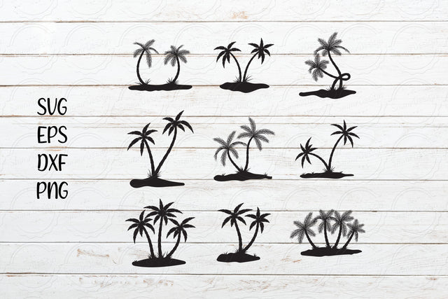 Palm Tree Clipart Bundle svg, Summer Palm Tree svg, Beach Palm Tree Illustration SVG SmmrDesign 