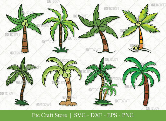 Palm Tree Clipart SVG Cut File | Palm Svg | Tree Svg | Summer Svg | Bundle | Eps | Dxf | Png SVG ETC Craft 