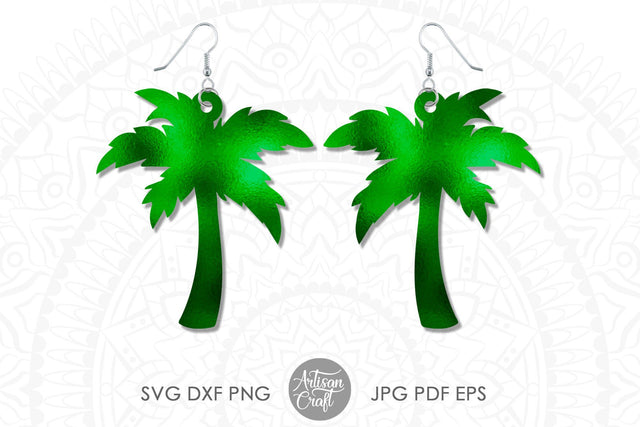 Palm Tree Earring, laser svg files, tropical jewelry SVG Artisan Craft SVG 
