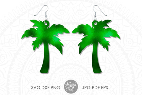 Palm Tree Earring, laser svg files, tropical jewelry SVG Artisan Craft SVG 
