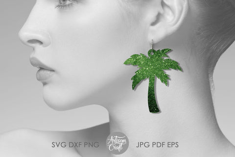 Palm Tree Earring, laser svg files, tropical jewelry SVG Artisan Craft SVG 