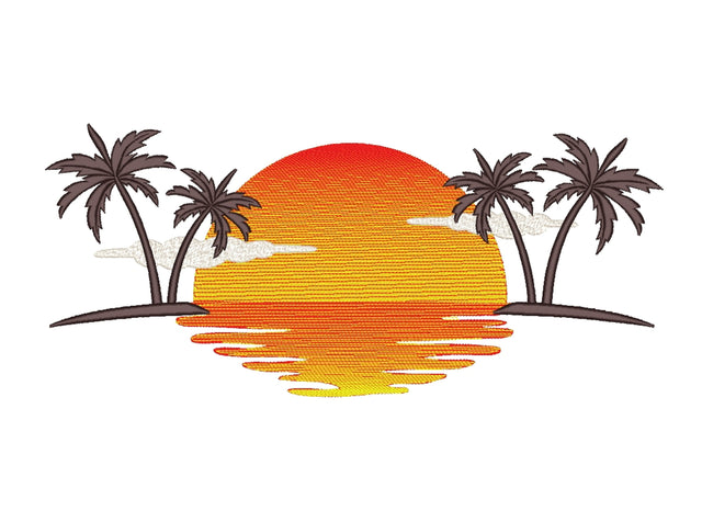 Palm Tree Embroidery Design, Summer Beach Embroidery File, 4 sizes Embroidery/Applique DESIGNS Nino Nadaraia 