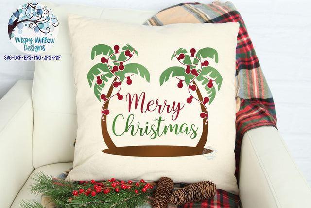 Palm Tree Merry Christmas SVG SVG Wispy Willow Designs 