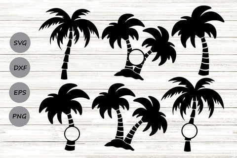 Palm Tree Monogram| Palm Tree Silhouette Cutting Files. SVG CosmosFineArt 