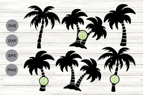 Palm Tree Monogram| Palm Tree Silhouette Cutting Files. SVG CosmosFineArt 