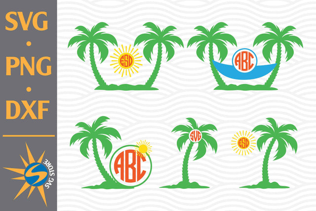Palm Tree Monogram SVG, PNG, DXF Digital Files Include SVG SVGStoreShop 