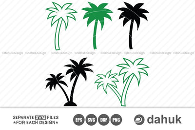 palm tree silhouette, Clipart, Cuttable Design, SVG, PNG, DXF & eps Designs SVG dahukdesign 