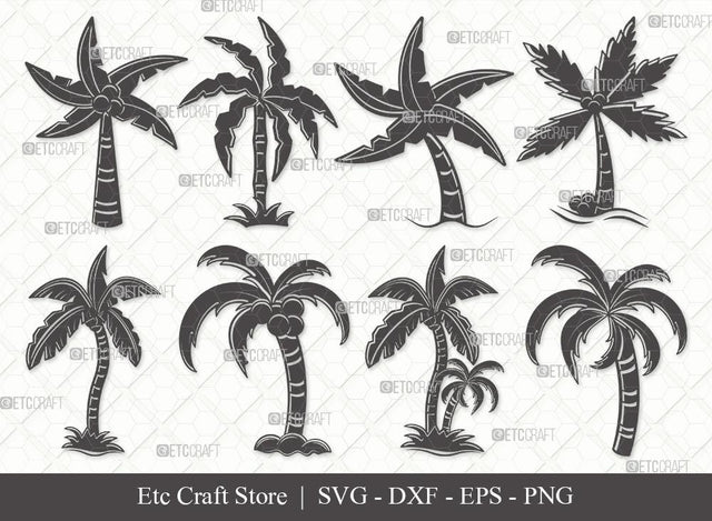 Palm Tree Silhouette SVG Cut File | Palm Svg | Tree Svg | Summer Svg | Bundle | Eps | Dxf | Png SVG ETC Craft 