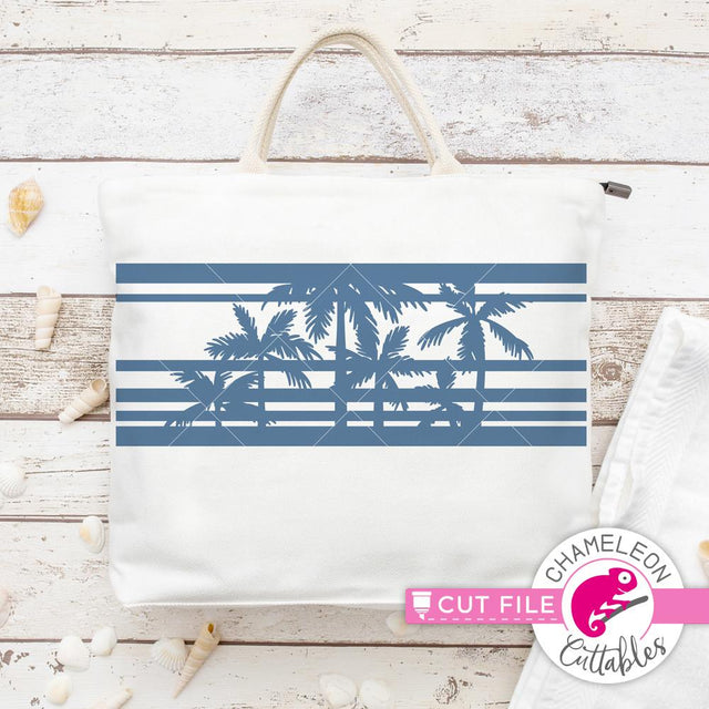 Palm Tree Stripes - Beach - Summer - Vacation - Palm Trees - SVG SVG Chameleon Cuttables 