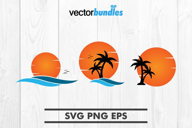 Palm tree sun clip art svg SVG vectorbundles 