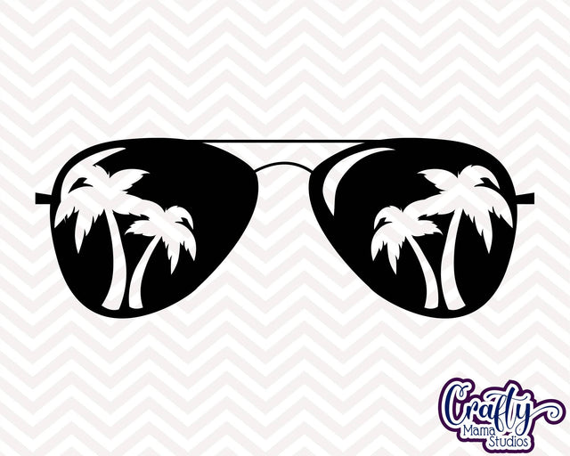 Palm Tree Sunglasses SVG - Vacation - Palm Tree - Sunset - Aviator Sunglasses SVG Crafty Mama Studios 