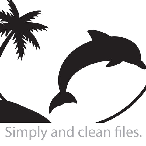 Palm Tree Sunset and Dolphin SVG TribaliumArtSF 