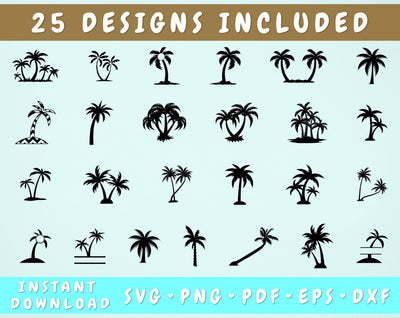 Palm Tree SVG Bundle - 25 Designs, Palm Tree Monogram SVG SVG HappyDesignStudio 